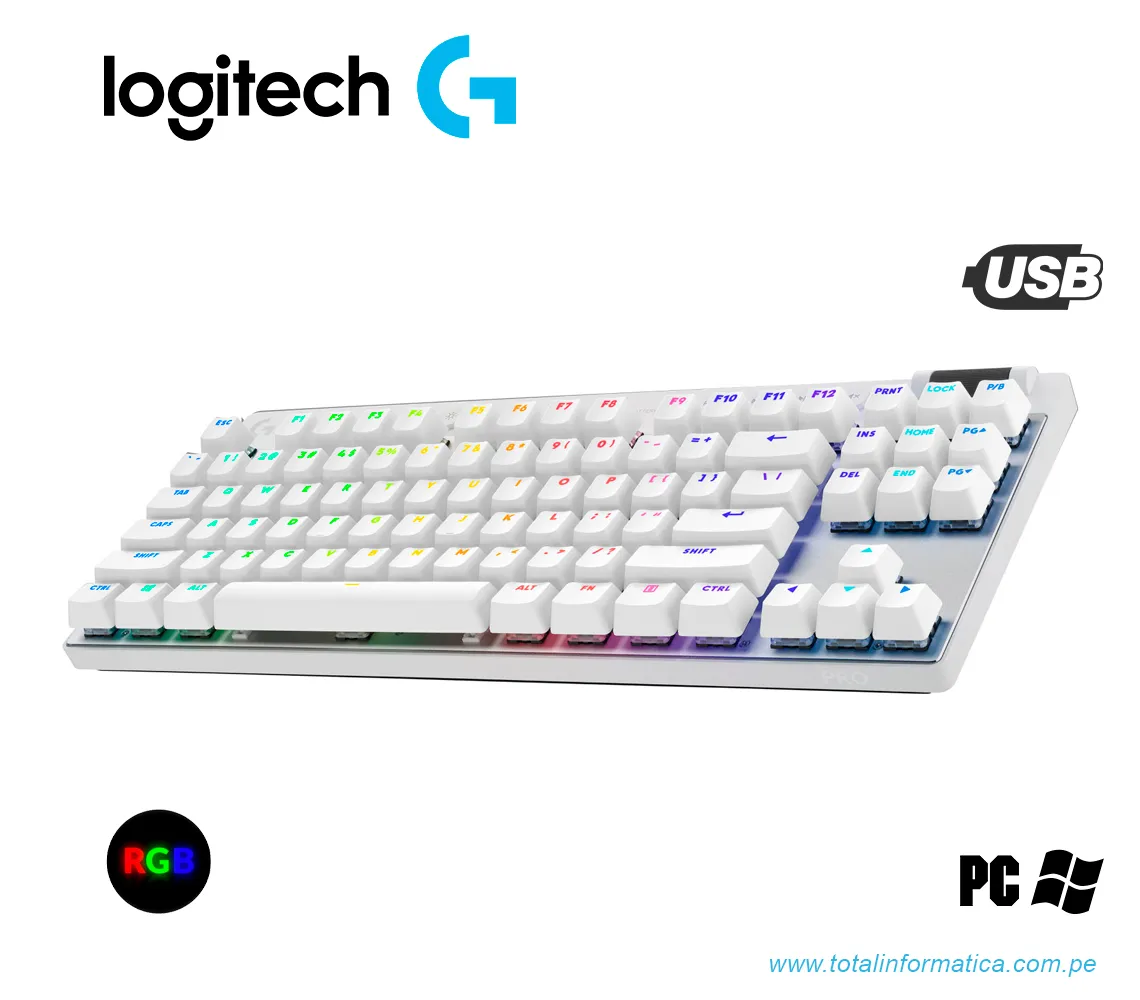 TECLADO GAMING LOGITECH PRO X TKL LIGHTSPEED, RGB, USB, USB/BLUETOOTH, BLANCO(920-012143) - imagen 1