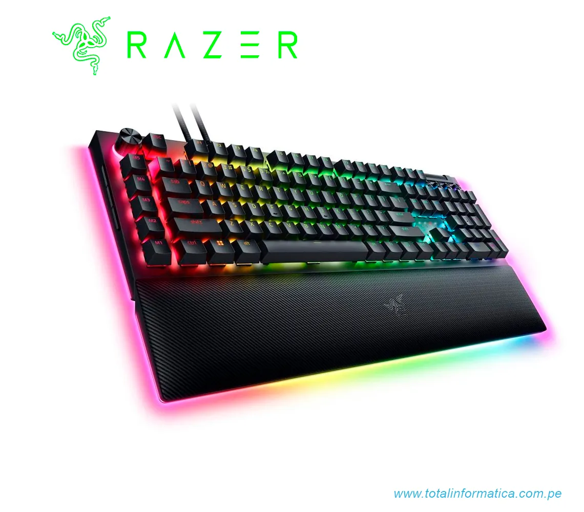 TECLADO GAMING RAZER BLACKWIDOW V4 PRO, MECANICO SWITCH GREEN, USB-C, RGB CHROMA, NEGRO(RZ03-04680200-R3U1) - imagen 2