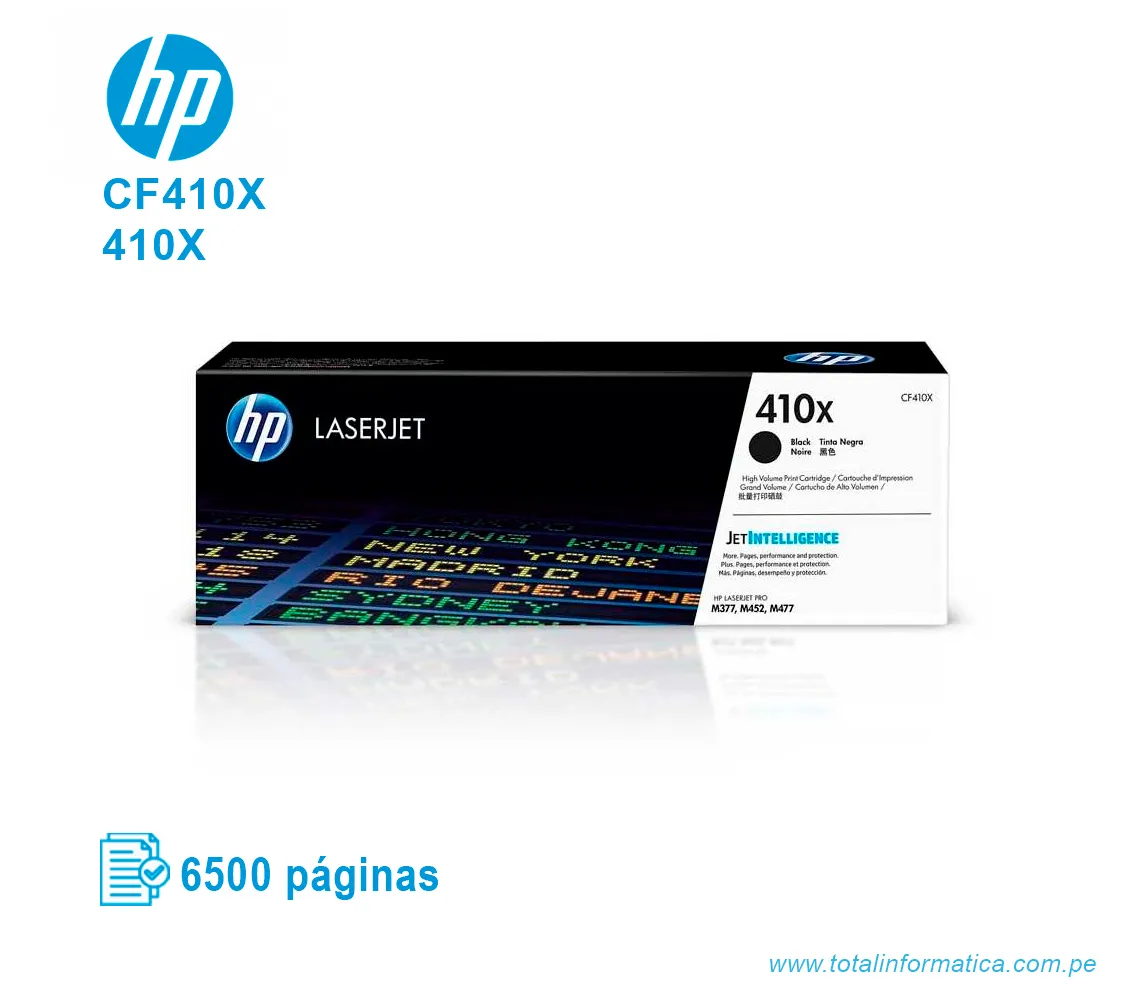 TONER HP 410X BLACK ( CF410X ) LASERJET PRO M477 6.5K PG - imagen 1