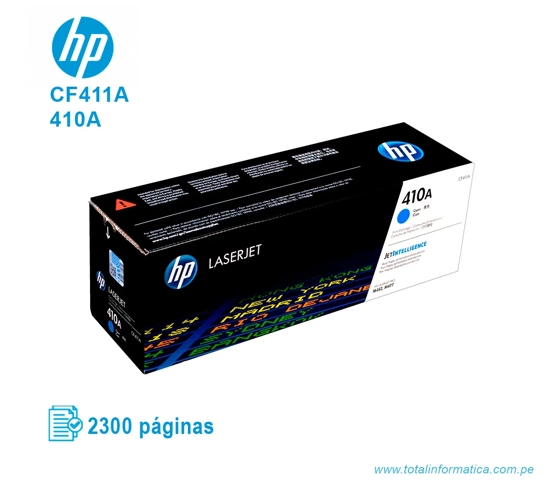 TONER HP 410A CYAN ( CF411A ) LASERJET PRO M477 2.3K PG - imagen 1