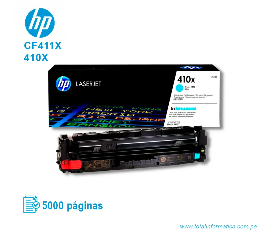 TONER HP 410X CYAN ( CF411X ) LASERJET PRO M477 5.0K PG - imagen 2