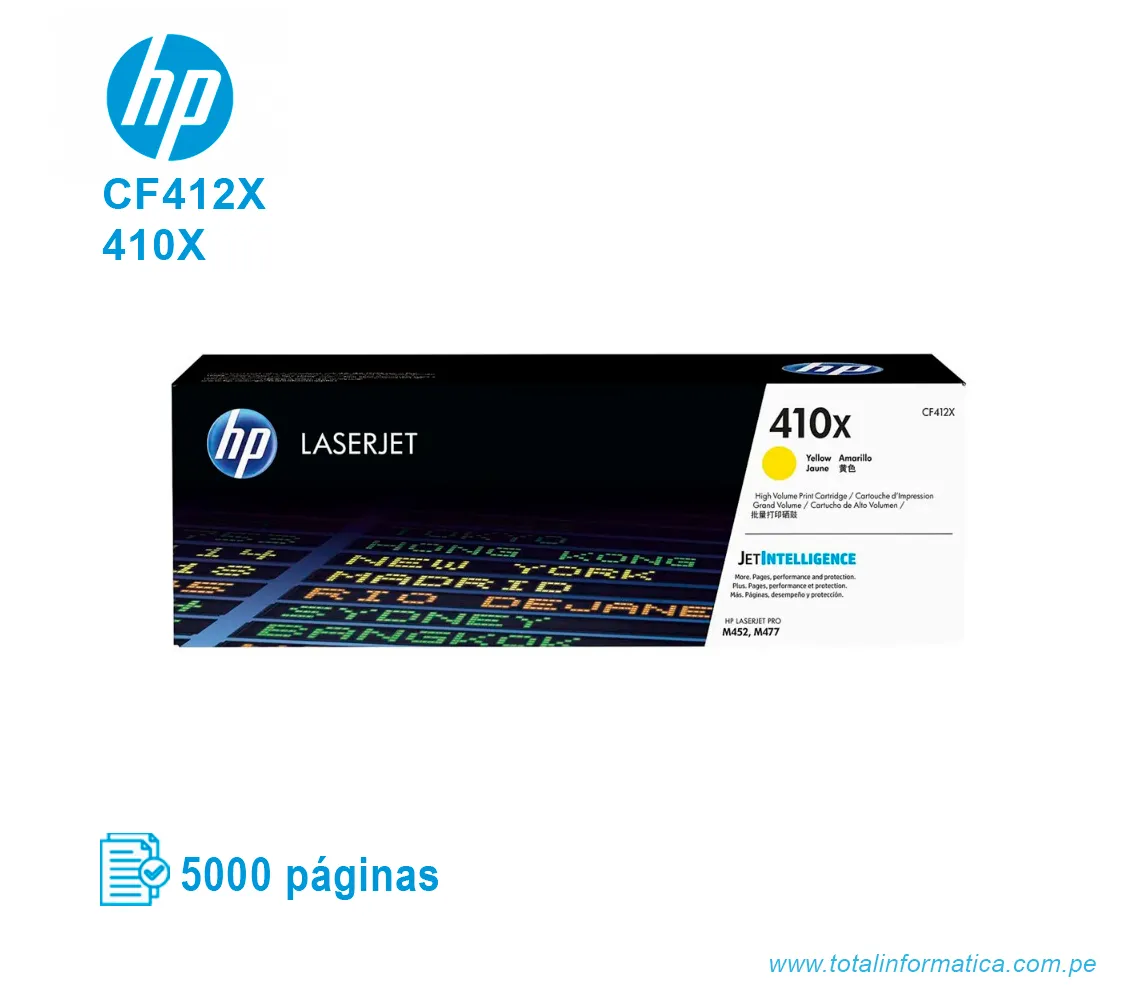 TONER HP 410X YELLOW ( CF412X ) LASERJET PRO M477 5.0K PG - imagen 1