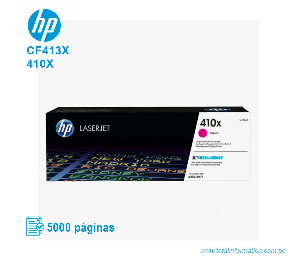 TONER HP 410X MAGENTA ( CF413X ) LASERJET PRO M477 5.0K PG - imagen 1