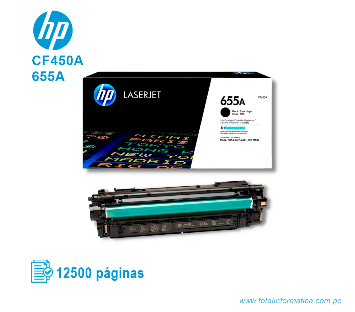 TONER HP 655A BLACK ( CF450A ) LASERJET PRO ENT M652, 12.5K PG - imagen 2
