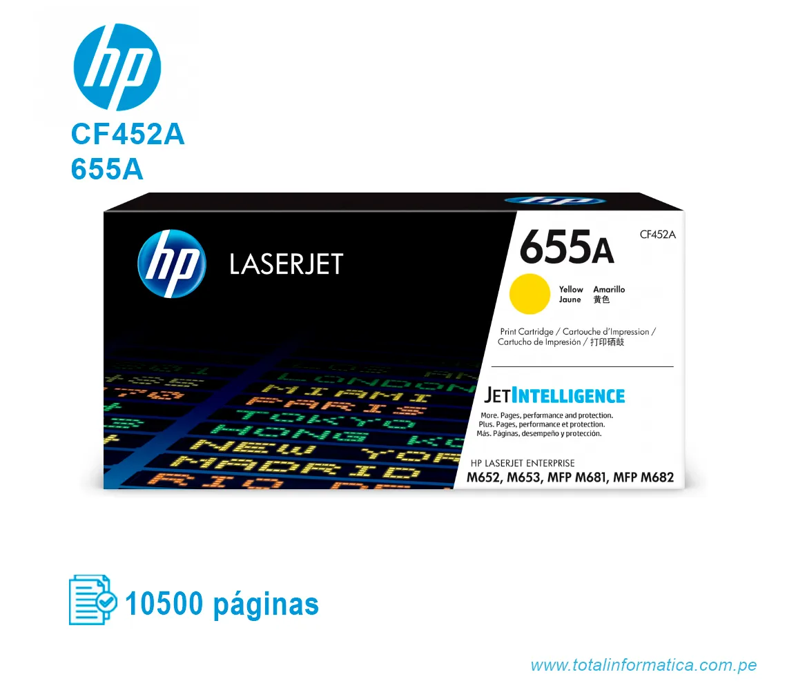 TONER HP 655A YELLOW ( CF452A ) LASERJET PRO ENT M652, 10.5K PG - imagen 1