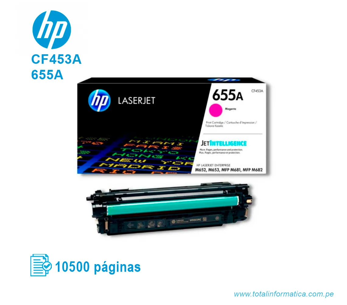 TONER HP 655A MAGENTA ( CF453A ) LASERJET PRO ENT M652, 10.5K PG - imagen 2
