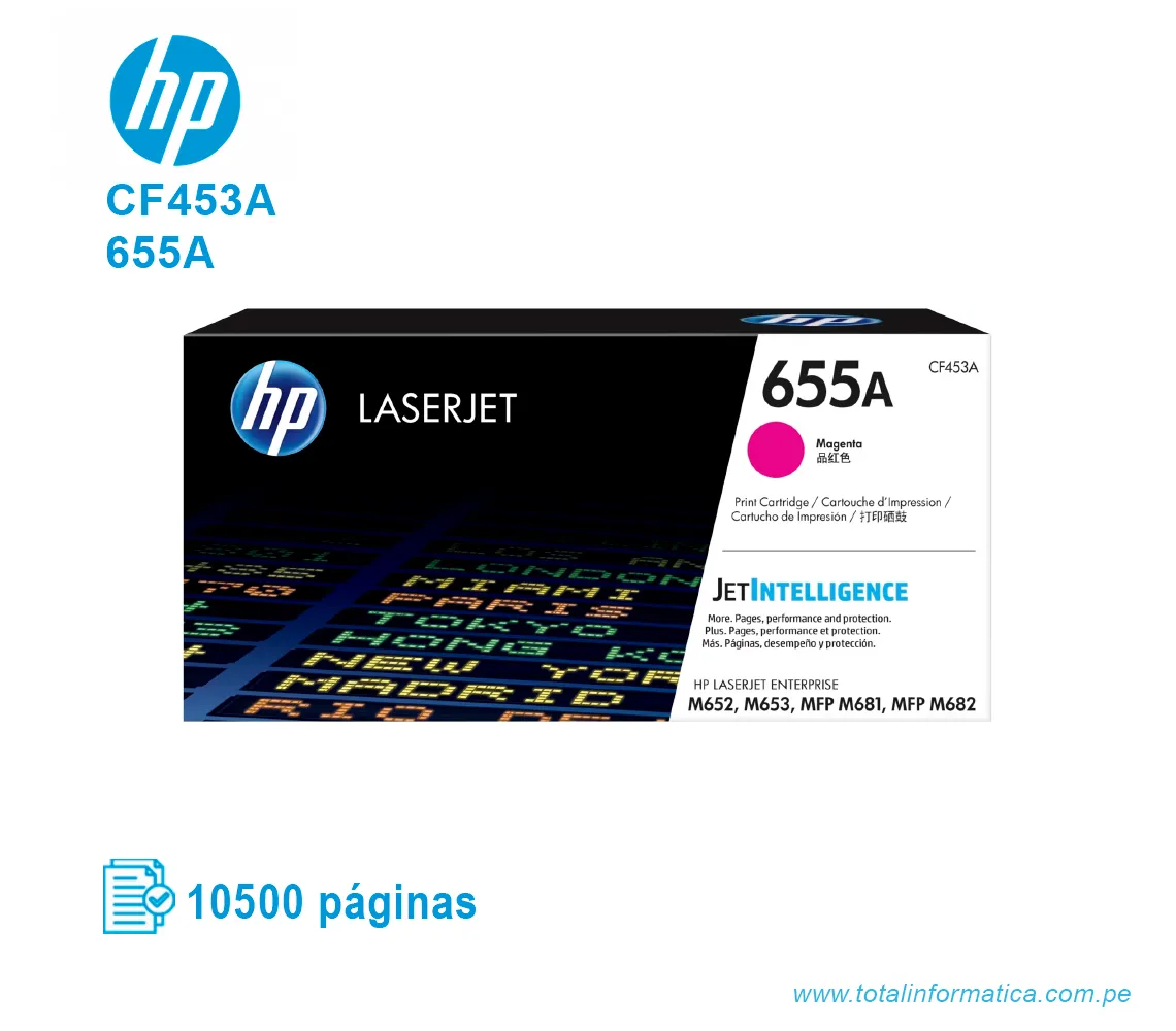 TONER HP 655A MAGENTA ( CF453A ) LASERJET PRO ENT M652, 10.5K PG - imagen 1