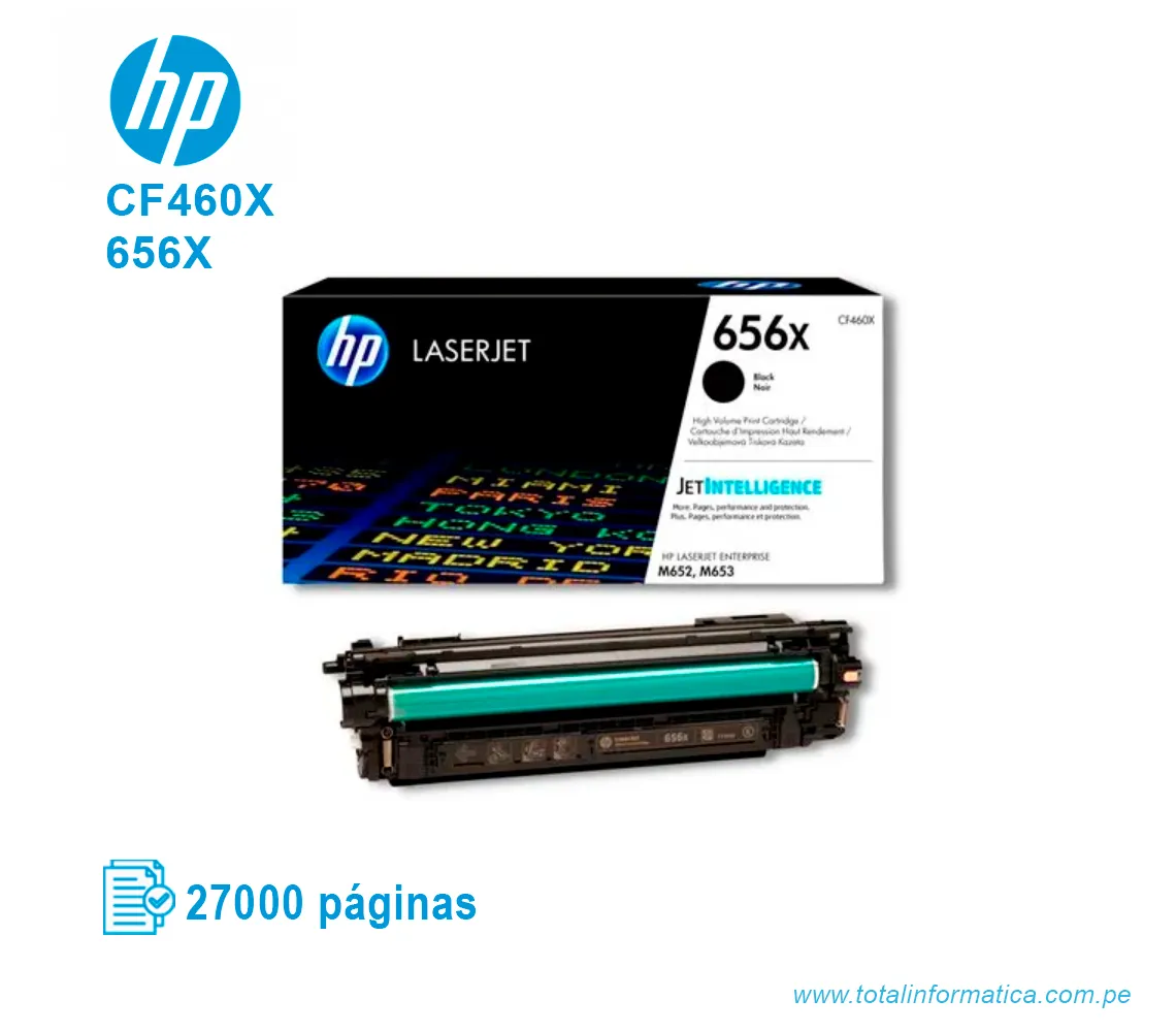 TONER HP 656X BLACK ( CF460X ) LASERJET PRO ENT M652, 27K PG - imagen 2
