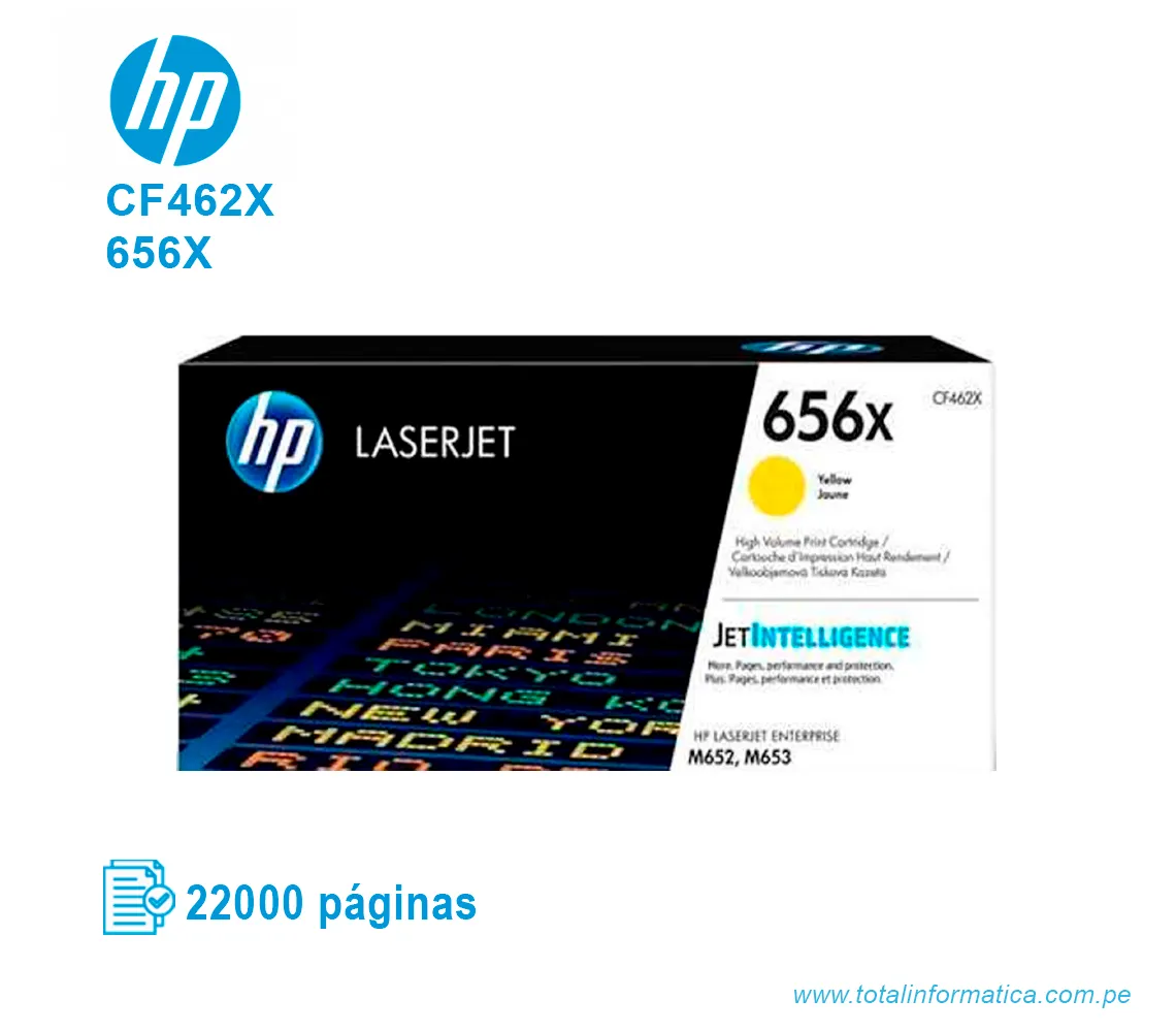 TONER HP 656X YELLOW ( CF462X ) LASERJET PRO ENT M652, 22K PG - imagen 1