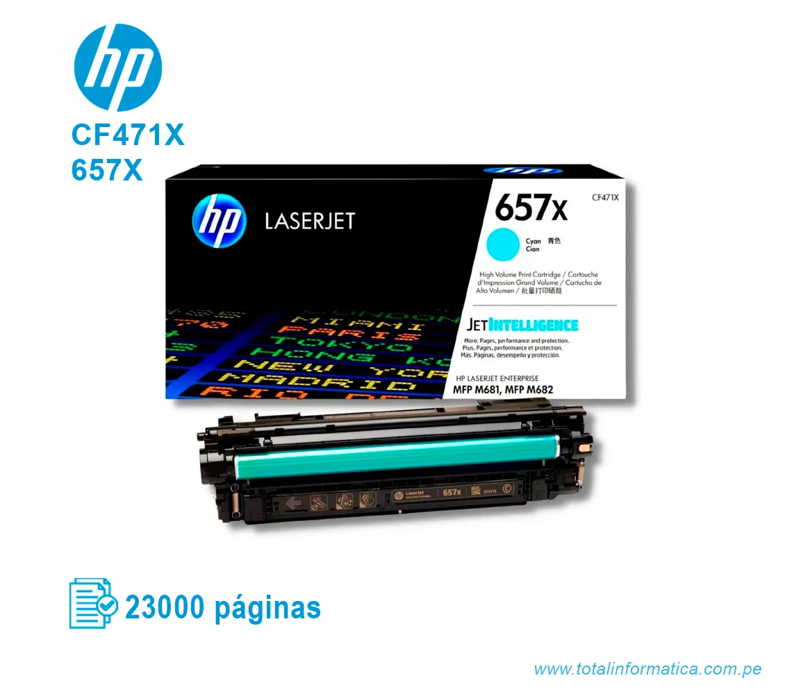 TONER HP 657X CYAN (CF471X) LASERJET M681, LASERJET M682, 23,000 PAGINAS - imagen 4
