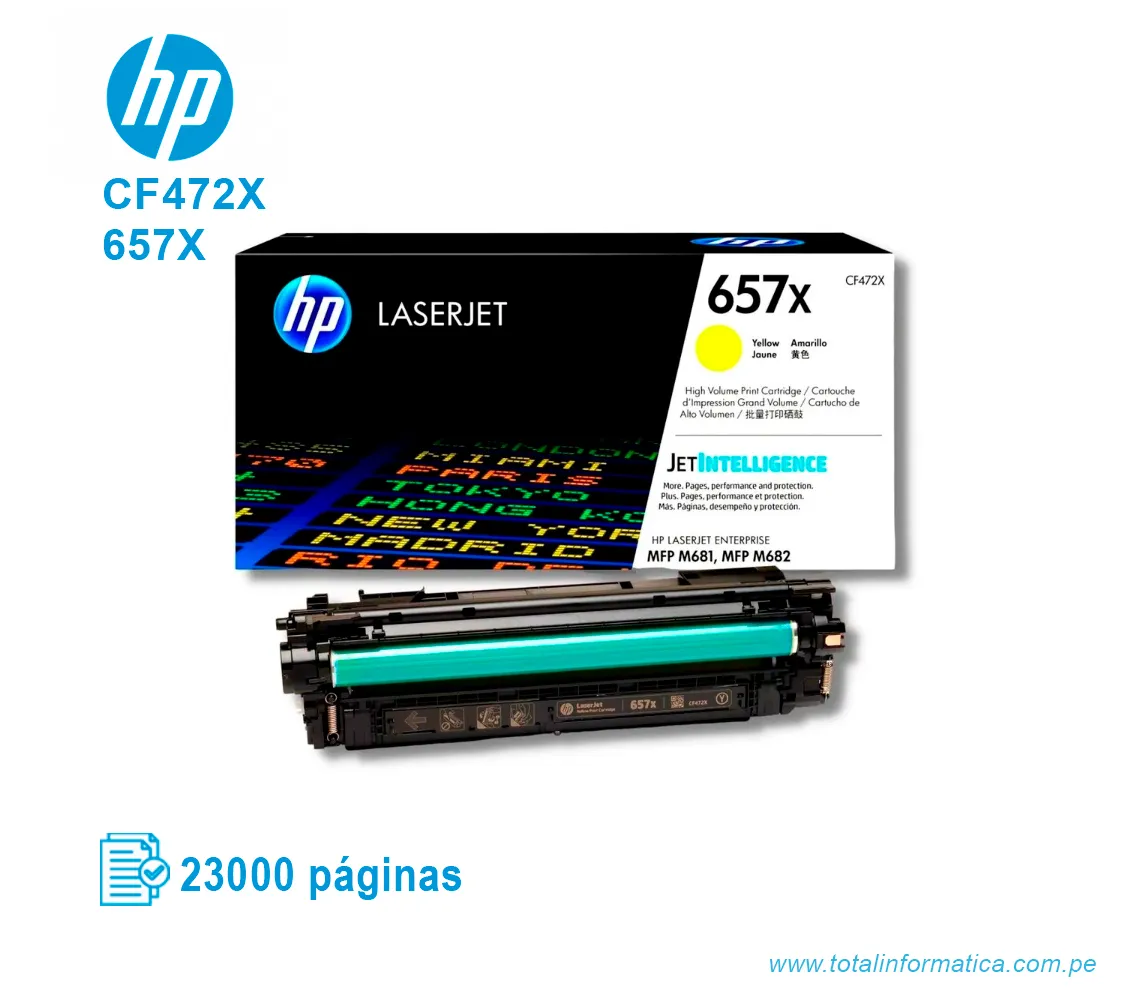 TONER HP 657X YELLOW ( CF472X ) LASERJET PRO ENT M681, 23K PG - imagen 2