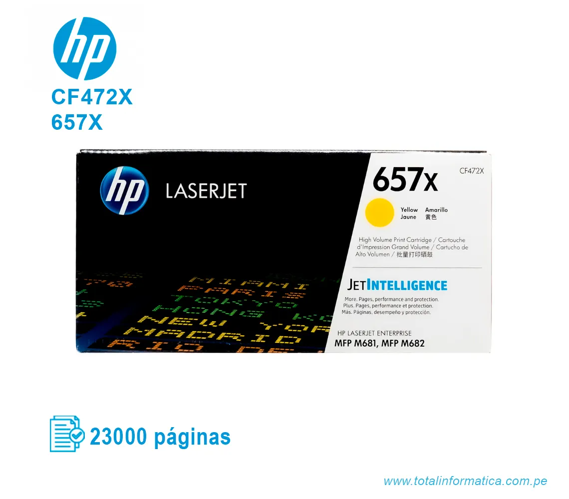 TONER HP 657X YELLOW ( CF472X ) LASERJET PRO ENT M681, 23K PG - imagen 1