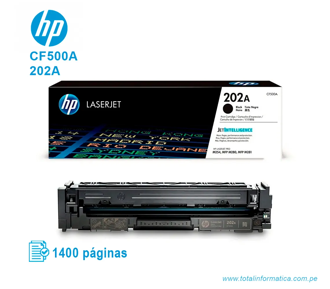 TONER HP 202A BLACK ( CF500A ) LASERJET PRO M254, 1.4K PG - imagen 2