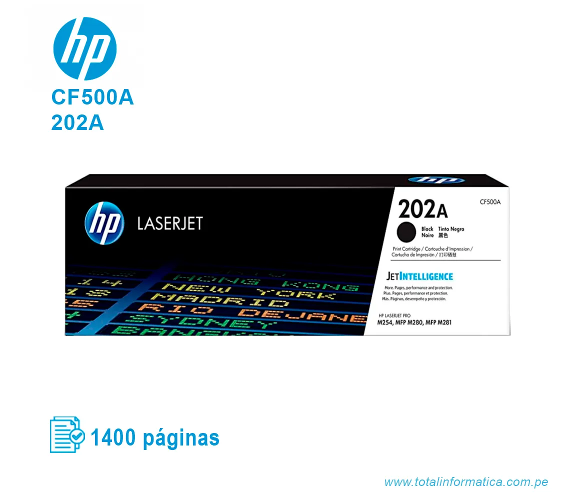 TONER HP 202A BLACK ( CF500A ) LASERJET PRO M254, 1.4K PG - imagen 1