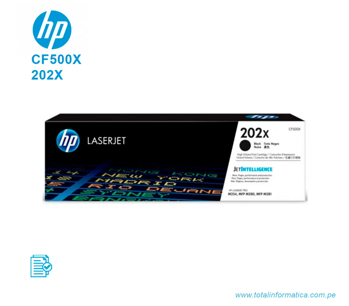 TONER HP 202X BLACK ( CF500X ) LASERJET PRO M254, 3.2K PG - imagen 1