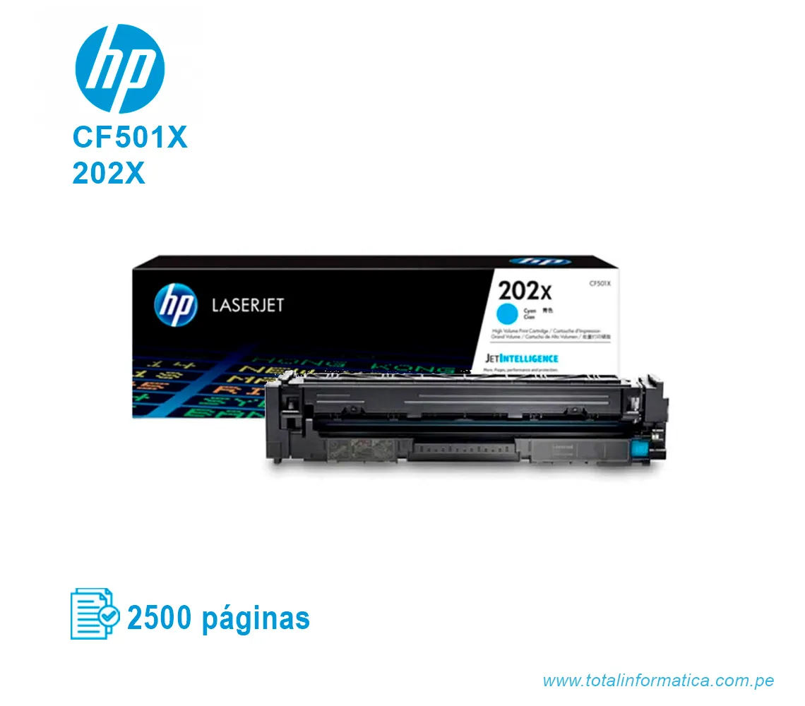 TONER HP 202X CYAN ( CF501X ) LASERJET PRO M254, 2.5K PG - imagen 2