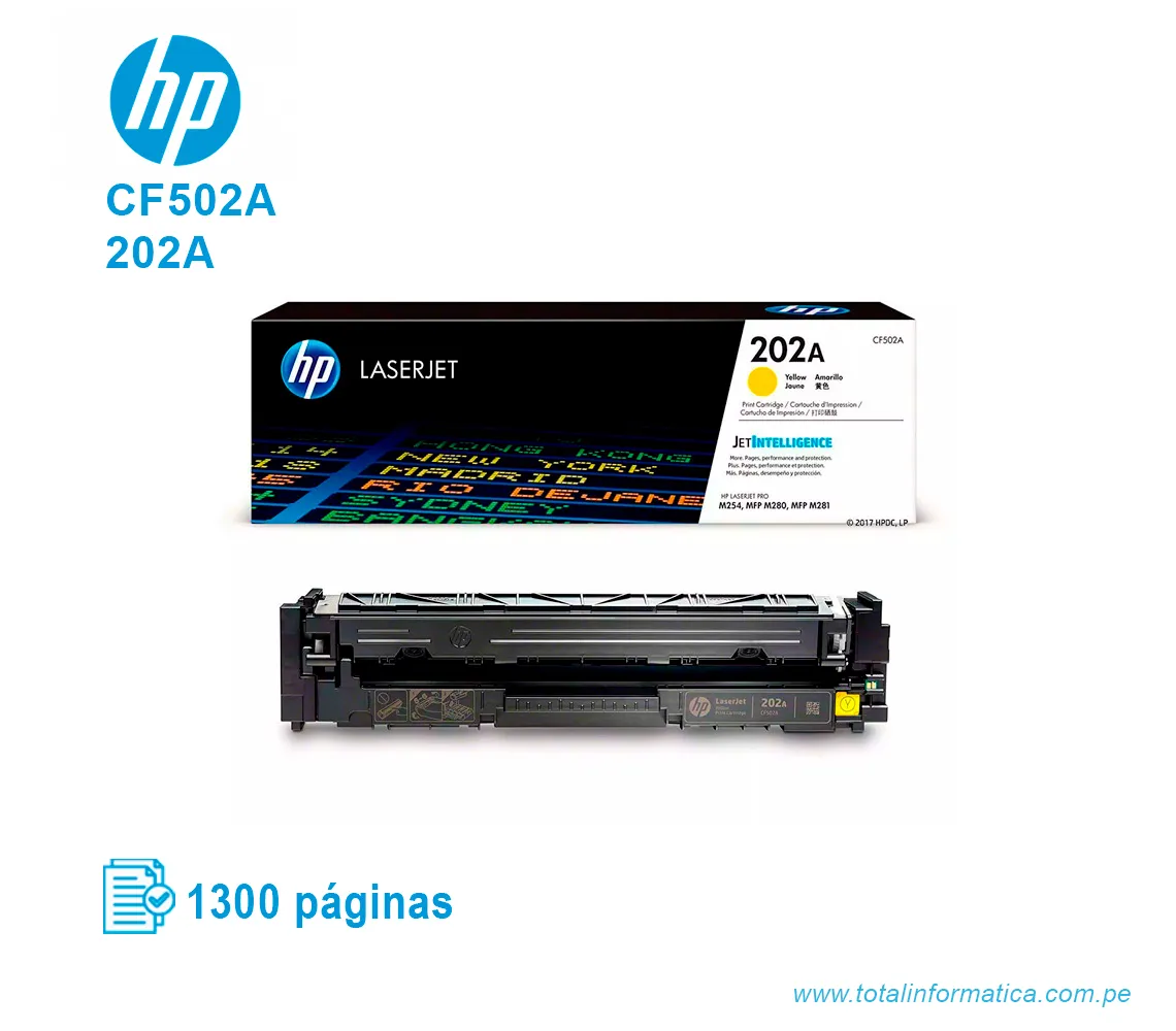 TONER HP 202A YELLOW ( CF502A ) LASERJET PRO M254, 1.3K PG - imagen 2