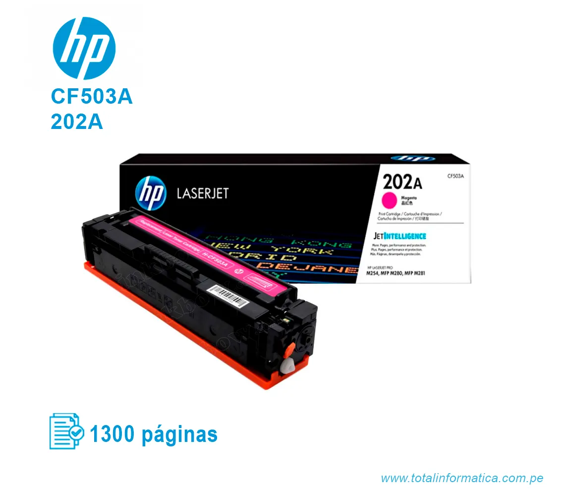 TONER HP 202A MAGENTA ( CF503A ) LASERJET PRO M254, 1.3K PG - imagen 2
