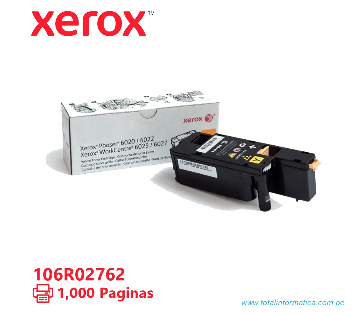 TONER XEROX ( 106R02762 ) PHASER 6020, 6022 YELLOW, 1K PÁG - imagen 1