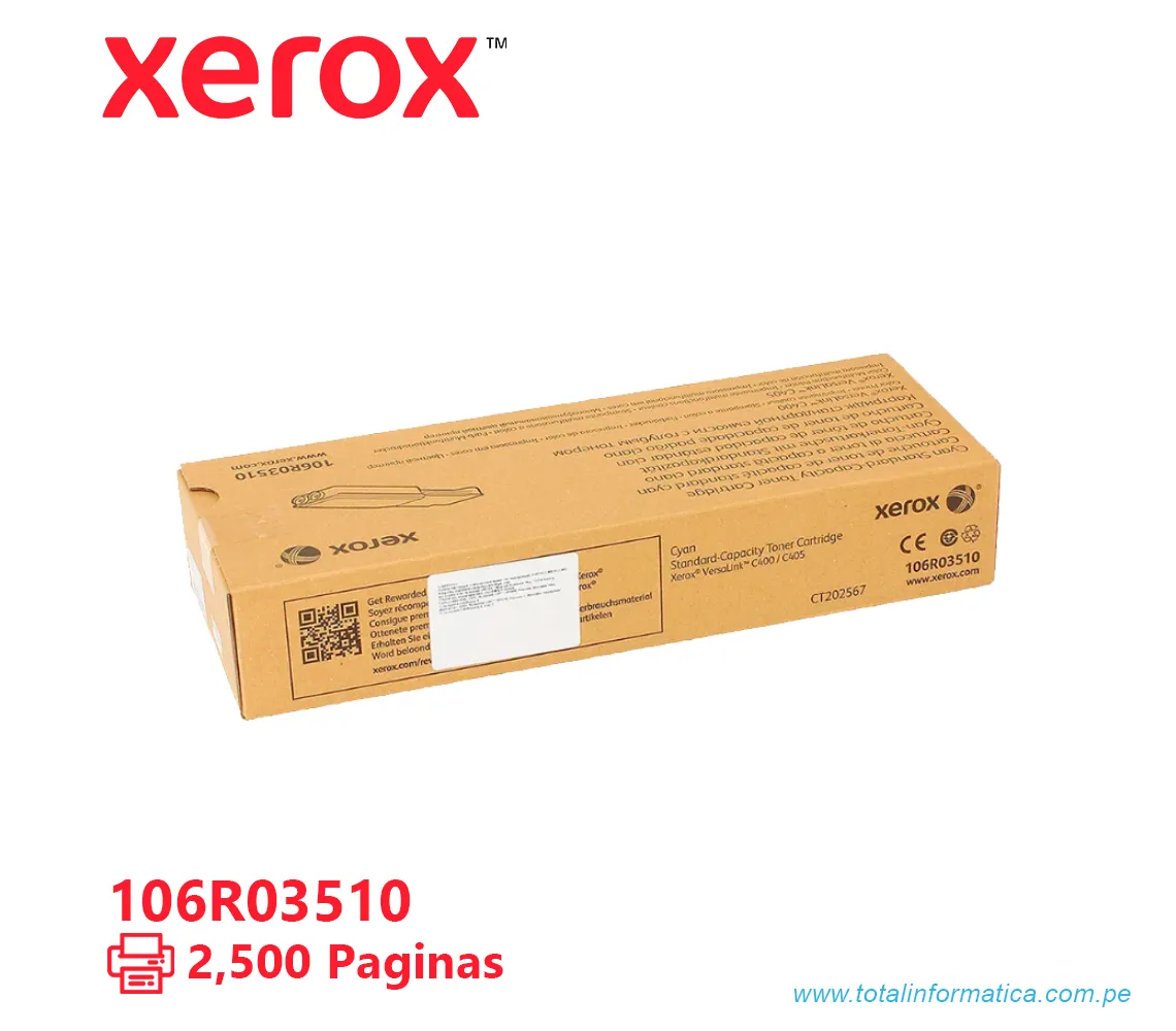TONER XEROX ( 106R03510 ) VERSALINK C400, C405 CYAN, 2500 PÁG - imagen 2