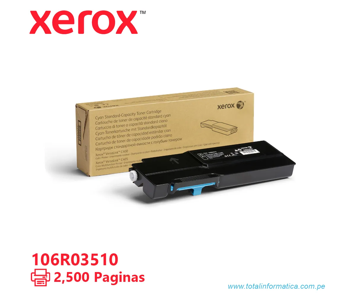 TONER XEROX ( 106R03510 ) VERSALINK C400, C405 CYAN, 2500 PÁG - imagen 1