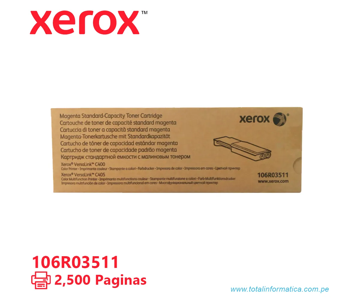 TONER XEROX ( 106R03511 ) VERSALINK C400, C405 MAGENTA, 2500 PÁG - imagen 2