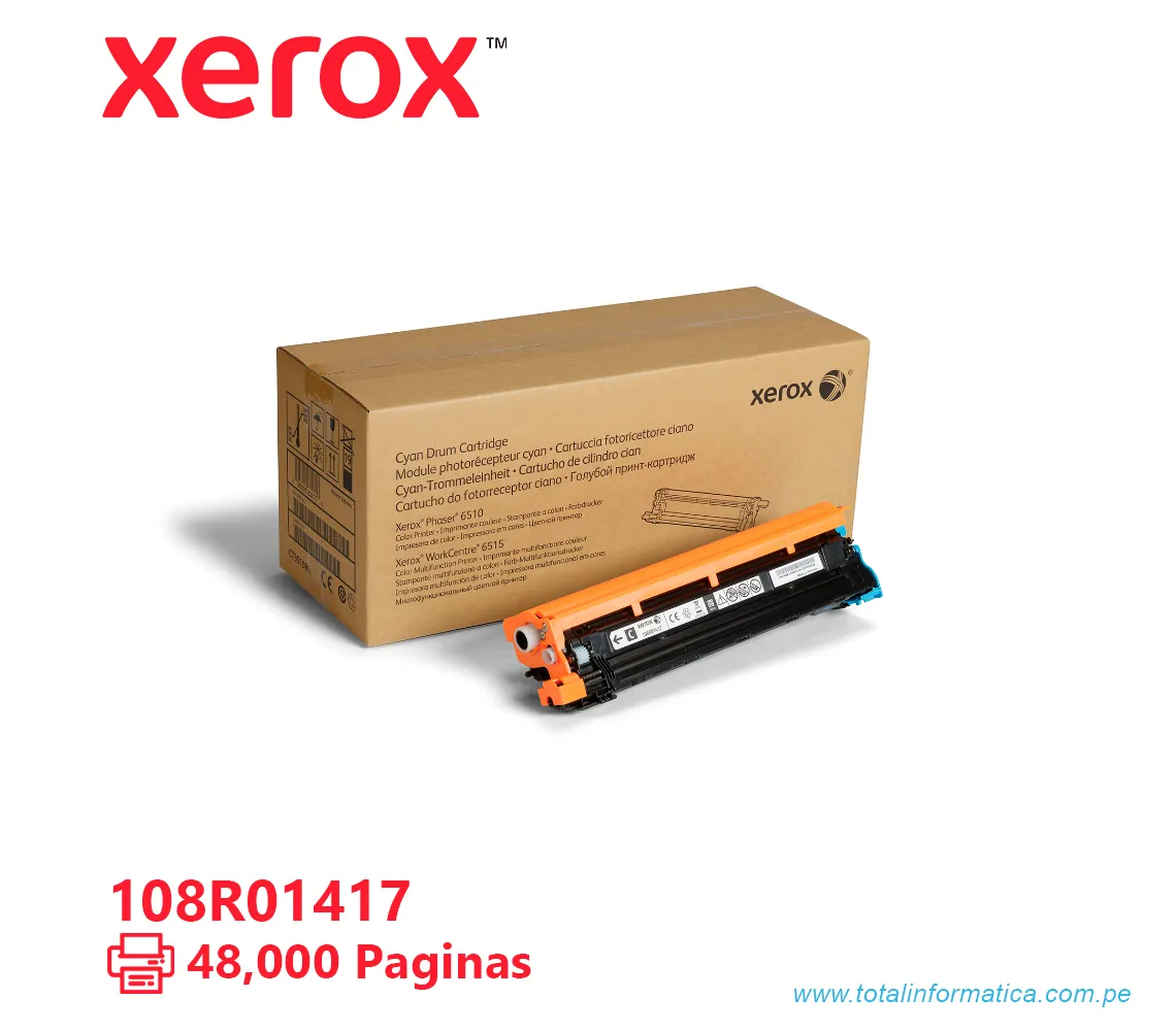 TAMBOR XEROX ( 108R01417 ) PHASER 6510, 6515 CYAN, 48K PÁGINAS - imagen 1