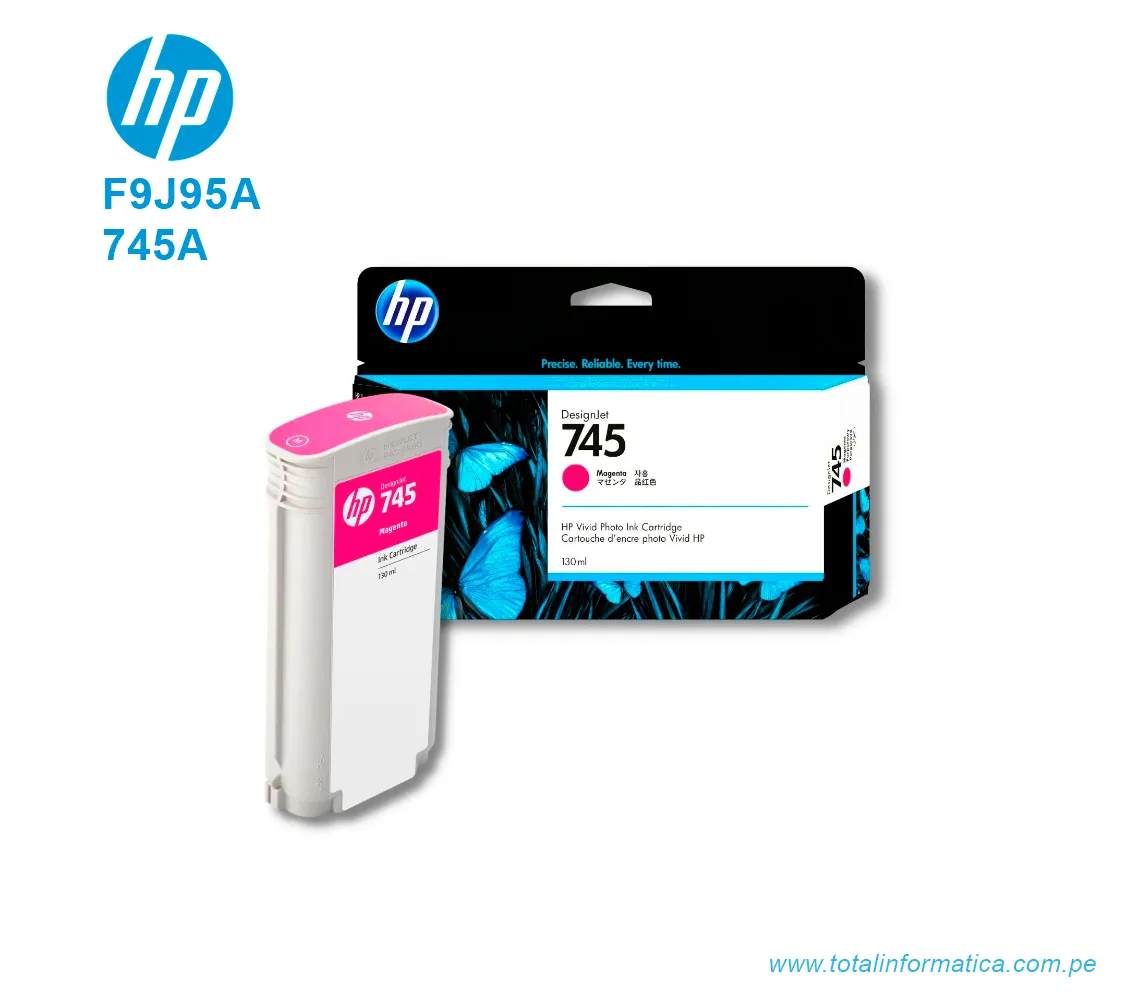TINTA HP 745 MAGENTA F9J95A DESIGNJET Z2600, Z5600, 130 ML - imagen 2