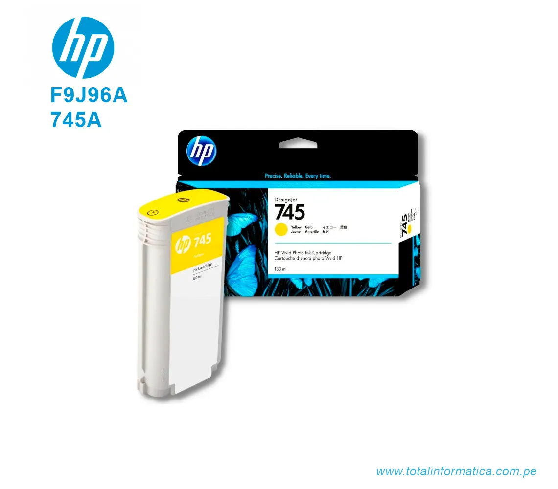 TINTA HP 745A YELLOW 130ML ( F9J96A ) DESIGNJET Z2600/Z5600 - imagen 2