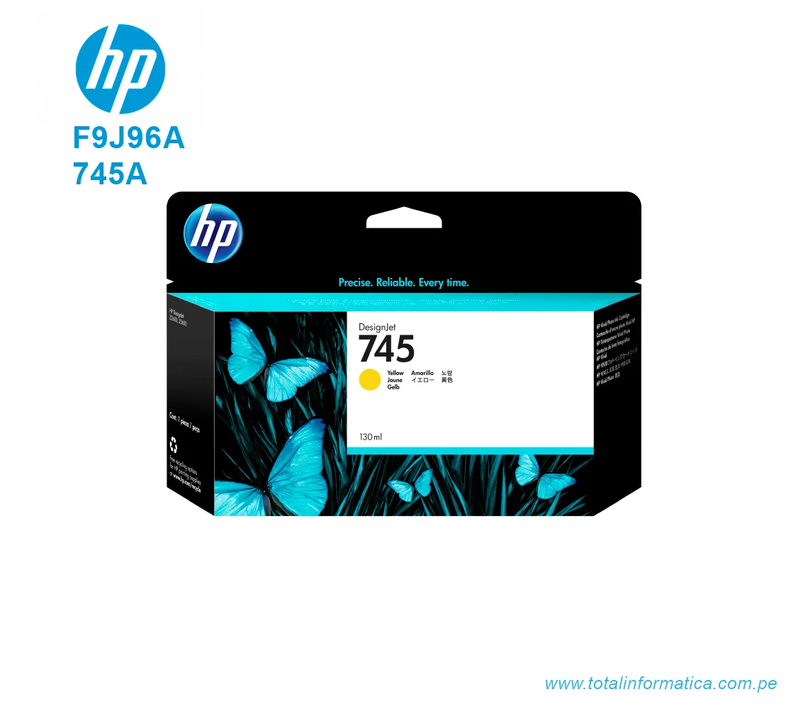 TINTA HP 745A YELLOW 130ML ( F9J96A ) DESIGNJET Z2600/Z5600 - imagen 1