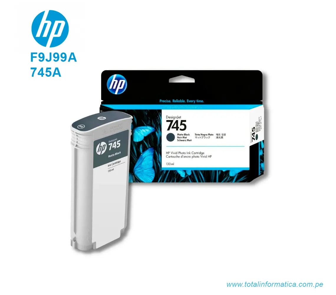 TINTA HP 745 MATTE BLACK F9J99A DESIGNJET Z2600, Z5600, 130 ML - imagen 2