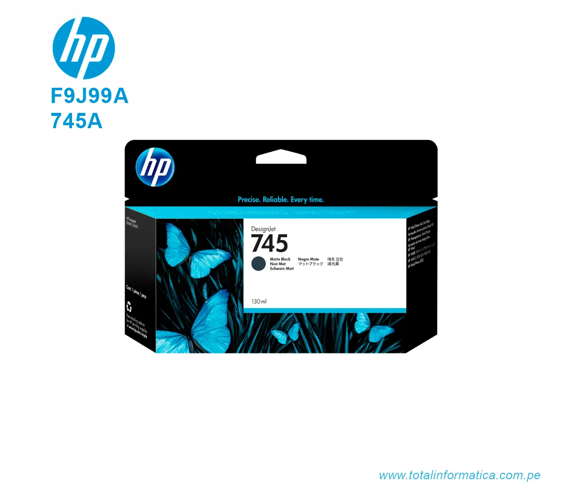 TINTA HP 745 MATTE BLACK F9J99A DESIGNJET Z2600, Z5600, 130 ML - imagen 1