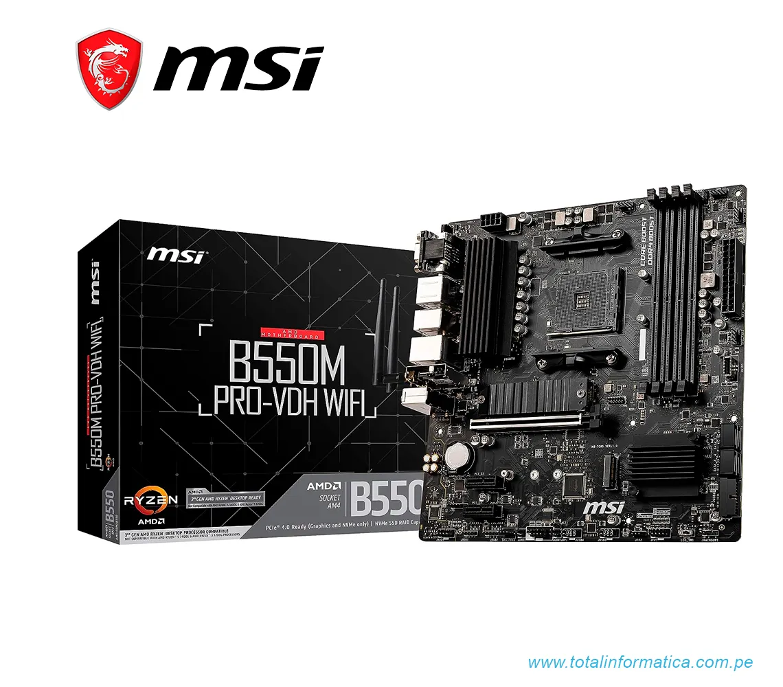 PLACA BASE MSI B550M PRO-VDH WIFI , AM4 AMD, micro ATX, DDR4, 4400MHZ - imagen 1