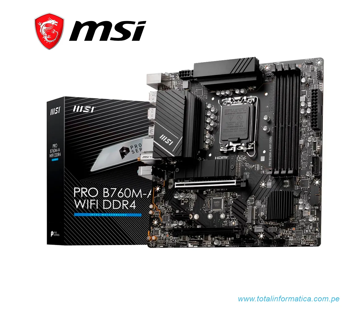 PLACA BASE MSI PRO B760M-A WIFI DDR4, INTEL B760, LGA 1700, M-ATX - imagen 1