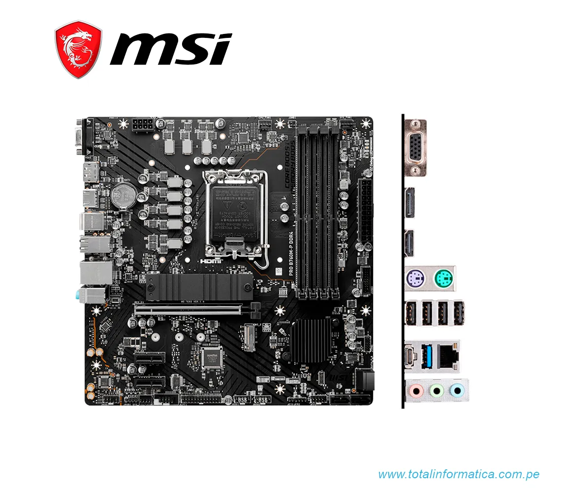 PLACA BASE MSI PRO B760M-P DDR4, LGA 1700, micro ATX, DDR4, 4800MHZ - imagen 2