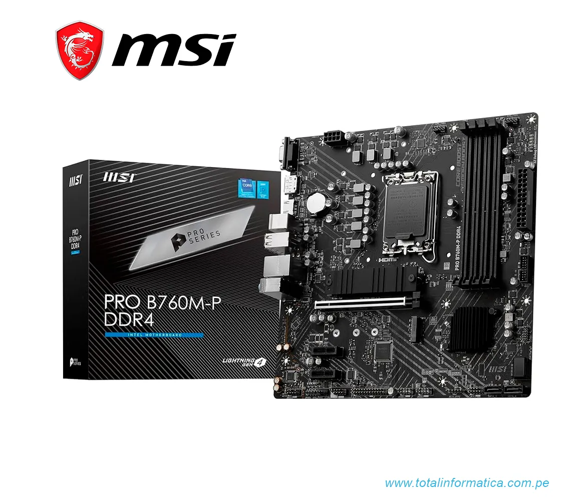 PLACA BASE MSI PRO B760M-P DDR4, LGA 1700, micro ATX, DDR4, 4800MHZ - imagen 1