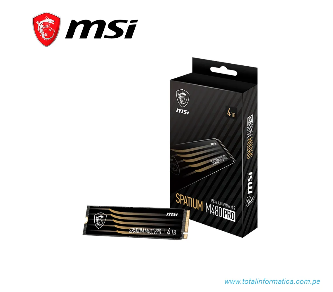 MSI SPATIUM M480 PRO PCIE 4.0 NVME M.2 2TBUNIDAD SSD PCI Express 4.0 3D NAND - imagen 1