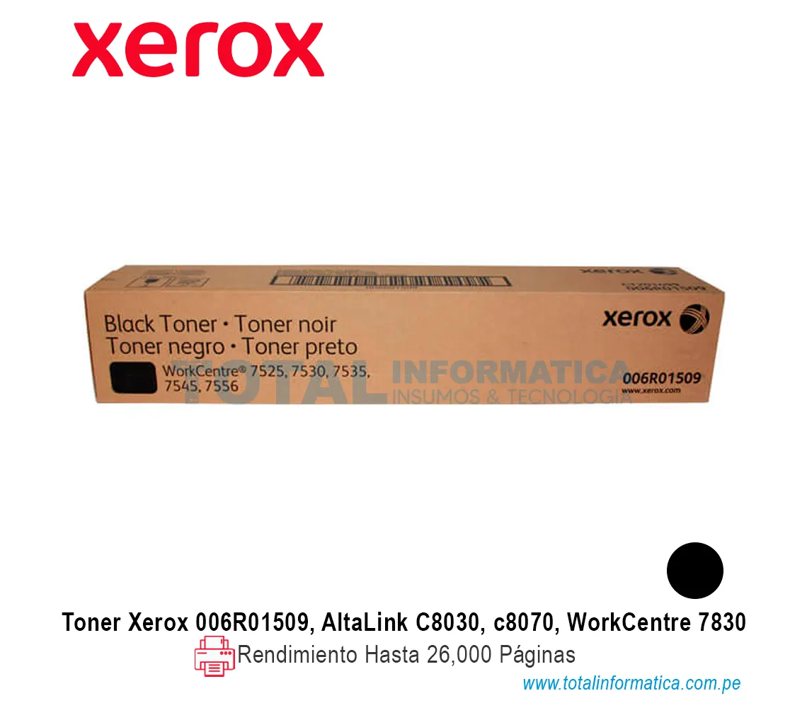 TONER XEROX ( 006R01509 ) WORKCENTRE 7525, 7556, NEGRO, 26K PAG - imagen 1