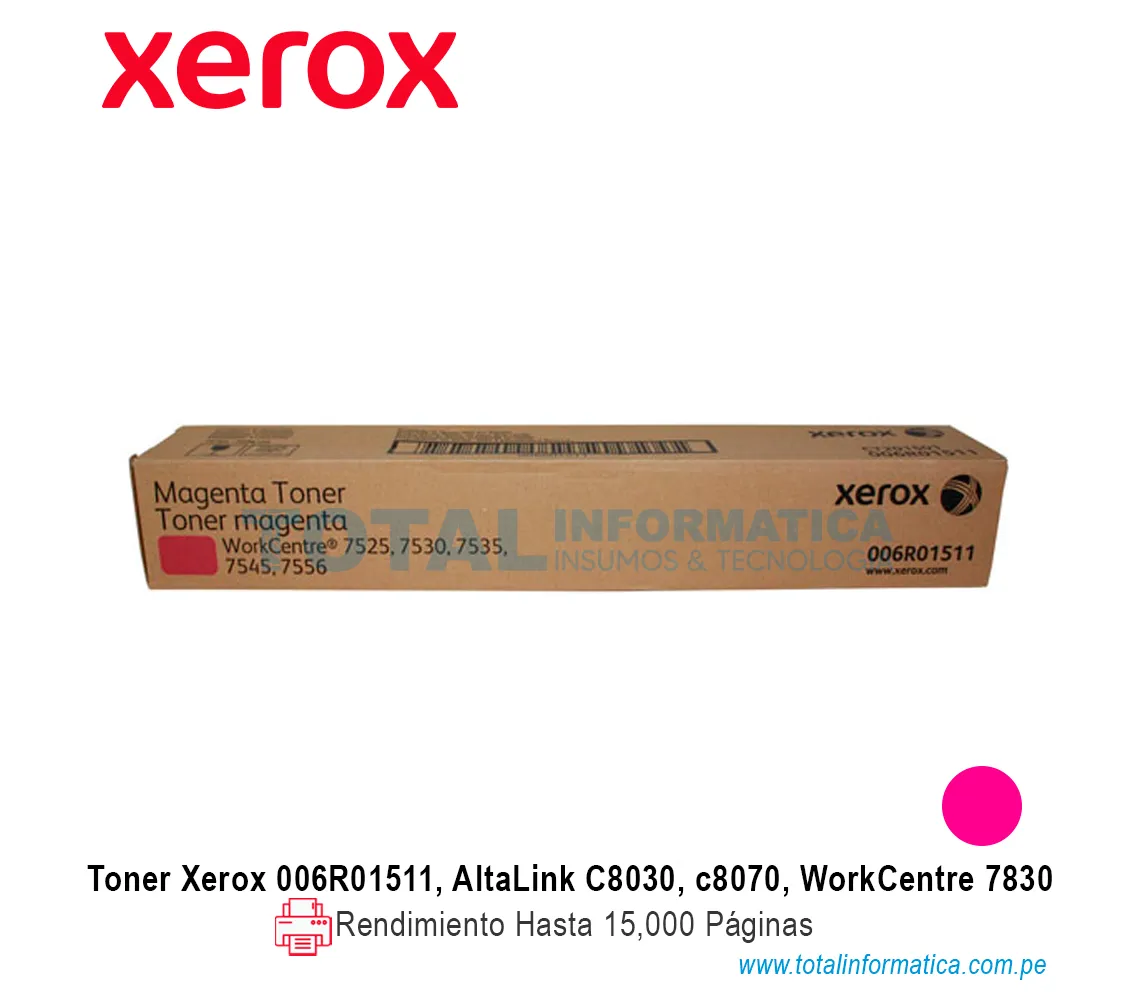 TONER XEROX ( 006R01511 ) WORKCENTRE 7525, 7556, MAGENTA, 15K PAG - imagen 1