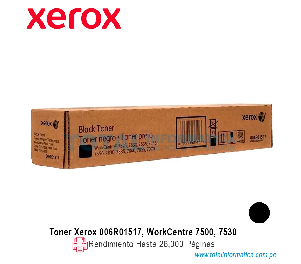 TONER XEROX ( 006R01517 ) WORKCENTRE 7500, 7556, NEGRO, 26K PAG - imagen 1