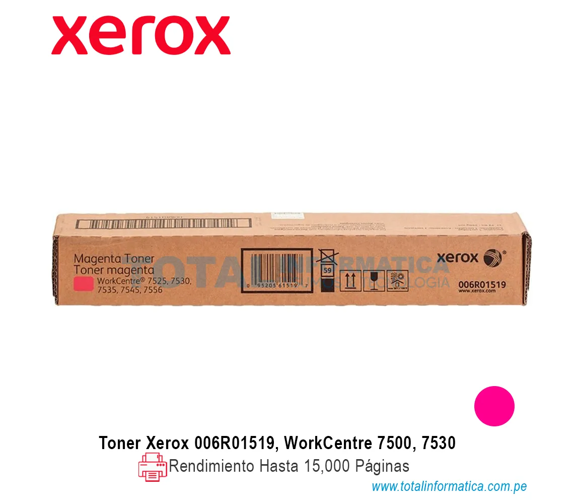 TONER XEROX ( 006R01518 ) WORKCENTRE 7500, 7556, YELLOW, 15K PAG - imagen 1