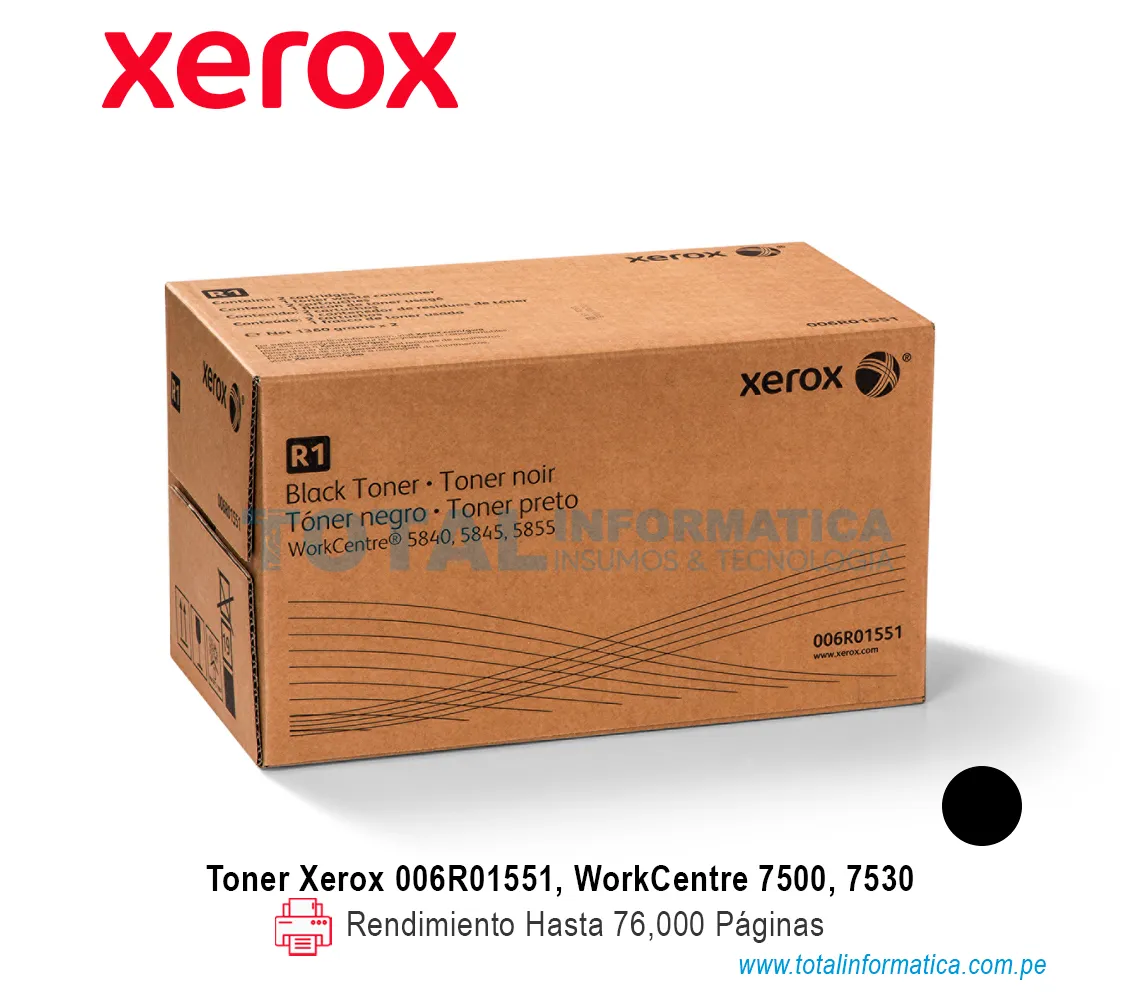 TONER XEROX ( 006R01551 ) WORKCENTRE 5800, 5855, ALTALINK, B8000 BLACK, 76K PAG - imagen 1