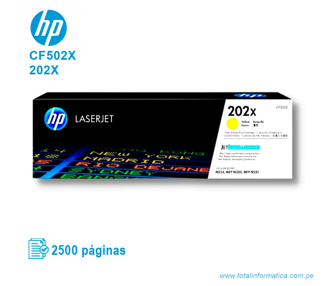 TONER HP 202X YELLOW ( CF502X ) LASERJET PRO M254, 2.5K PG - imagen 1