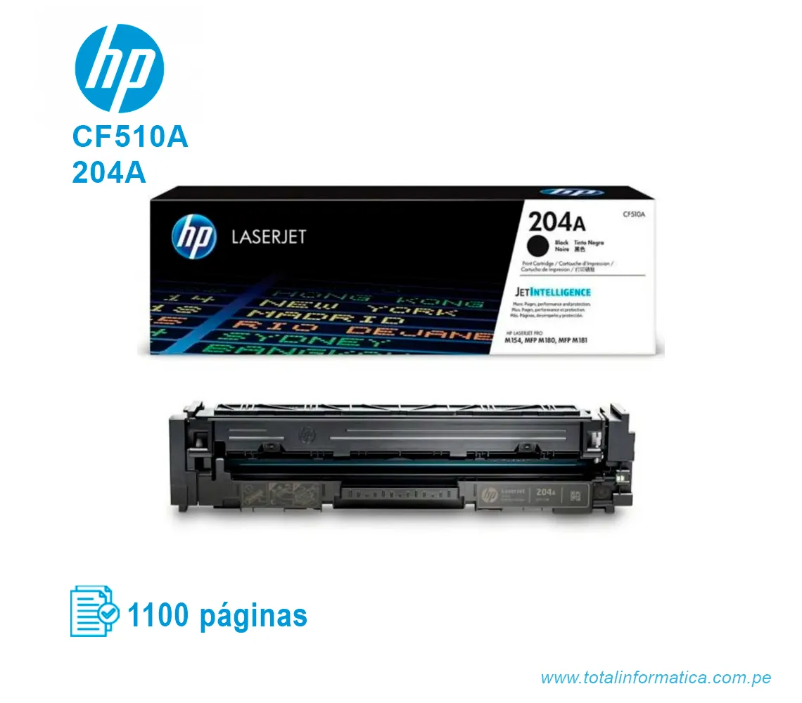 TONER HP 204A BLACK ( CF510A ) LASERJET PRO M154, 1.1K PG - imagen 2
