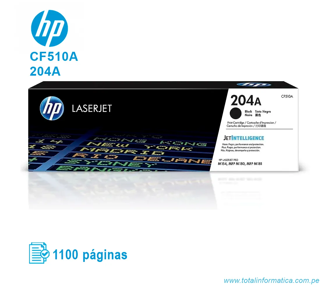 TONER HP 204A BLACK ( CF510A ) LASERJET PRO M154, 1.1K PG - imagen 1