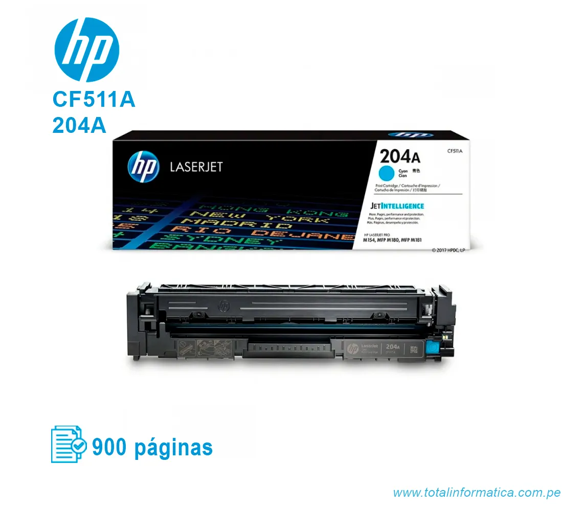 TONER HP 204A CYAN ( CF511A ) LASERJET PRO M154, 900 PG - imagen 2