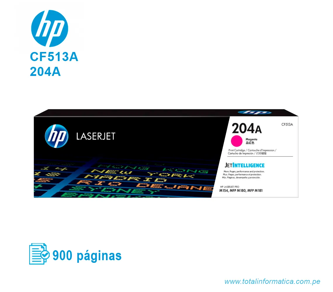 TONER HP 204A MAGENTA ( CF513A ) LASERJET PRO M154, 900 PG - imagen 1