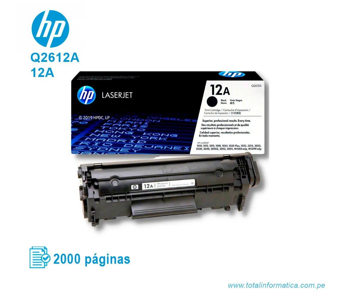 TONER HP 12A BLACK ( Q2612A ) LASERJET 1010, 2000 PG - imagen 2