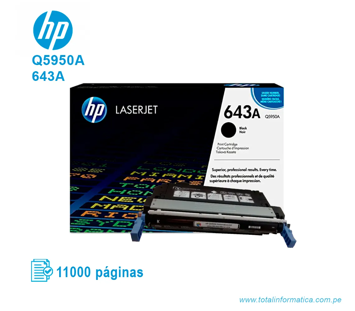 TONER HP 643A BLACK ( Q5950A ) LASERJET SMART 4700, 11000 PG - imagen 2