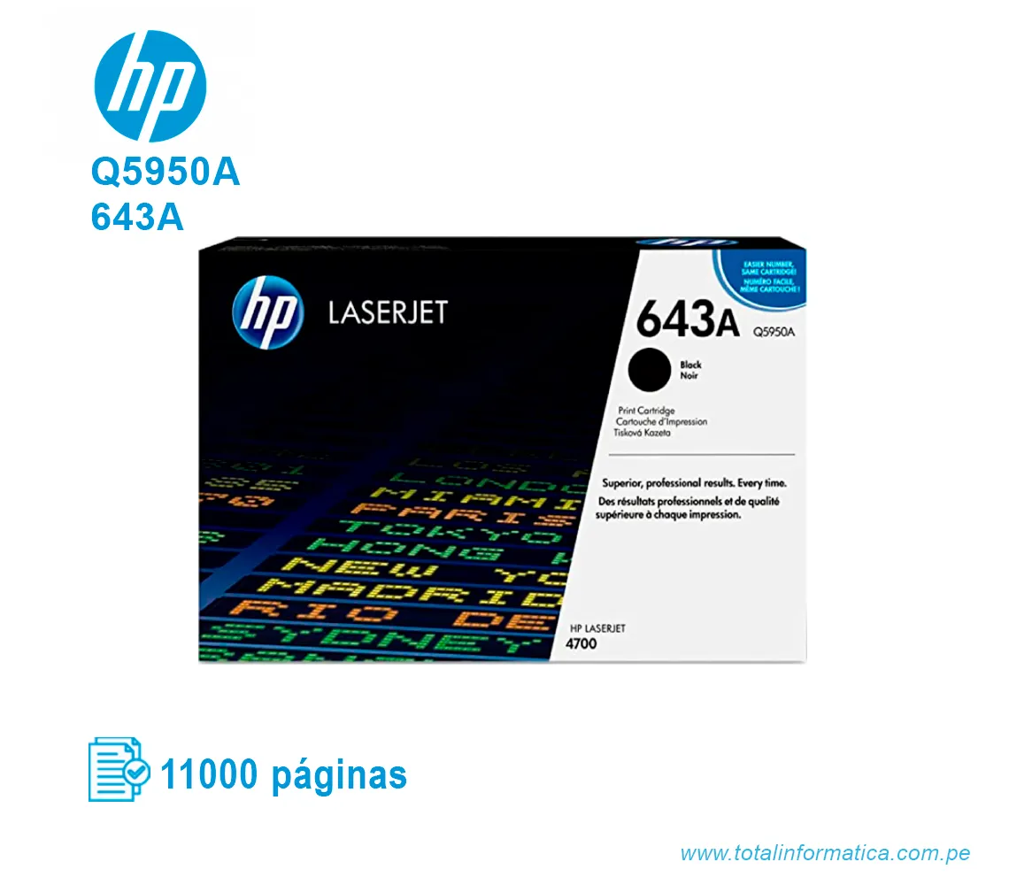 TONER HP 643A BLACK ( Q5950A ) LASERJET SMART 4700, 11000 PG - imagen 1